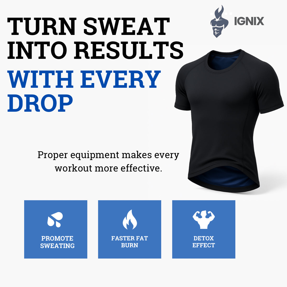 IGNIX sauna-effect single black t-shirt for training
